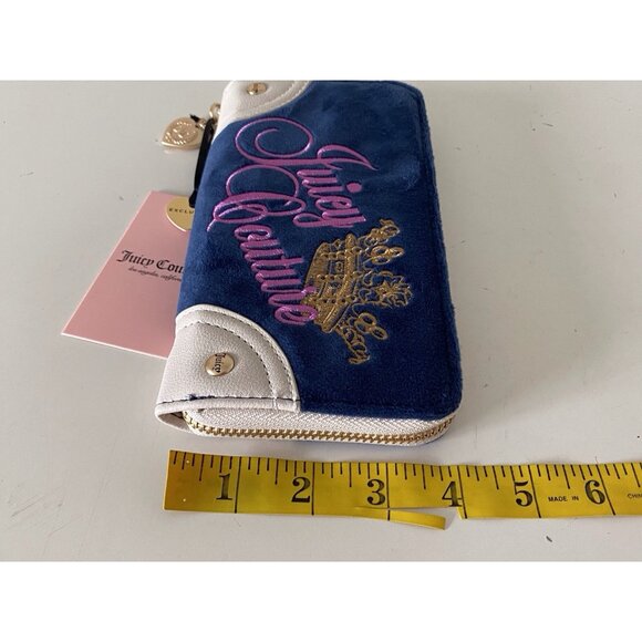 Juicy Couture Key To Juicy Gusset Large Zip Around Wallet Regal Blue Velour NEW - Picture 15 of 15